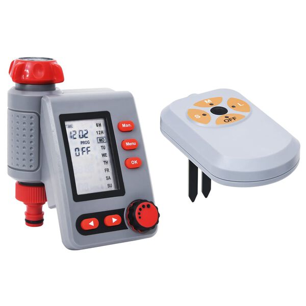 vidaXL Programator digital irigații, racord unic și senzor umiditate