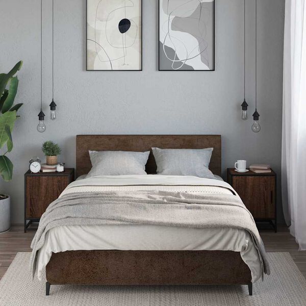 vidaXL Noptiere 2 buc Stejar maro 40x31x50 cm Lemn prelucrat și metal