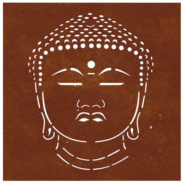 vidaXL Decor perete de grădină 55x55 cm design cap Buddha oțel Corten