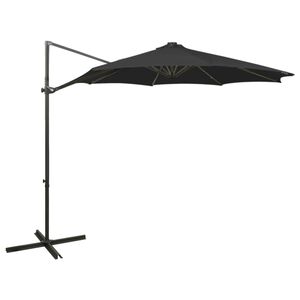 vidaXL Umbrelă în consolă cu stâlp și LED-uri, negru, 300 cm