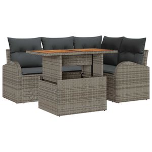 vidaXL Set de canapele pentru grădină 5 pcs Gri Rattan poli