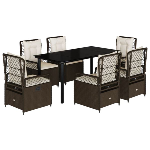 vidaXL Set mobilier de grădină cu perne, 7 piese, maro, poliratan