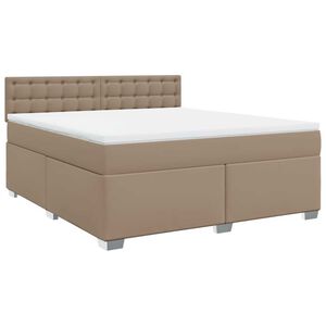 vidaXL Pat box spring cu saltea, cappuccino, 180x200cm piele ecologică