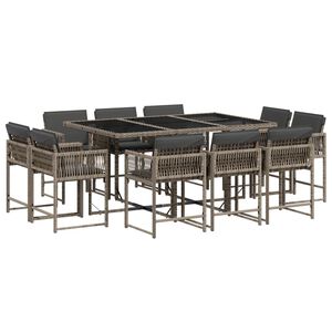 vidaXL Set mobilier de grădină cu perne, 11 piese, gri, poliratan