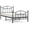 vidaXL Cadru pat metalic cu tăblii de cap/picioare, negru, 100x190 cm