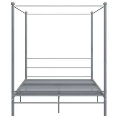 vidaXL Cadru de pat cu baldachin, gri, 160x200 cm, metal