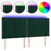 vidaXL Tăblie de pat cu LED, verde &icirc;nchis, 203x16x118/128 cm, catifea