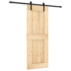 vidaXL Ușă glisantă Natural și Negru 80 x 210 cm Lemn de Pin Solid