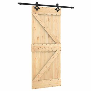 vidaXL Ușă glisantă Natural și Negru 85 x 210 cm Lemn de Pin Solid