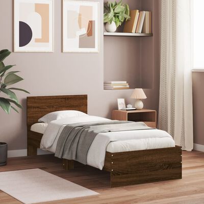vidaXL Cadru de pat cu tăblie stejar maro 75x190 cm lemn prelucrat