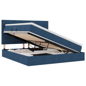 vidaXL Pat cu saltea și spațiu de depozitare albastru 160 x 200 cm