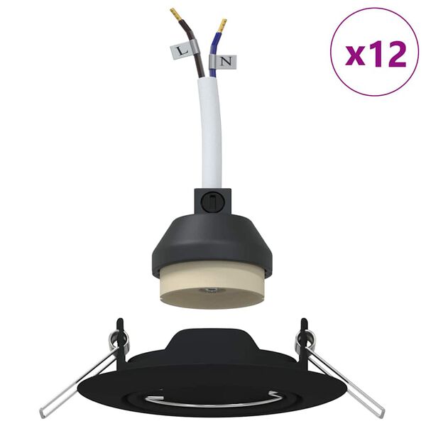 vidaXL Spot 12 pcs Negru 9 x 9 x 2.5 cm Metal