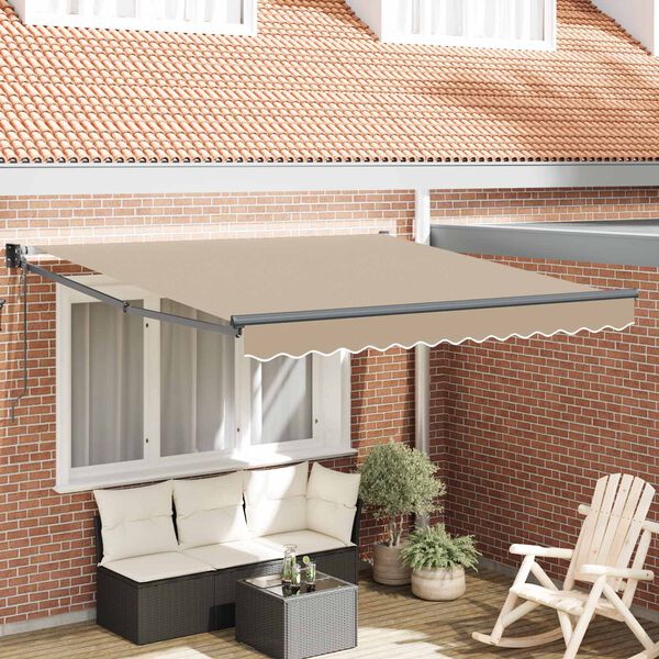 vidaXL Cortina Retractabilă Bej 350 x 250 cm Poliester și Aluminiu
