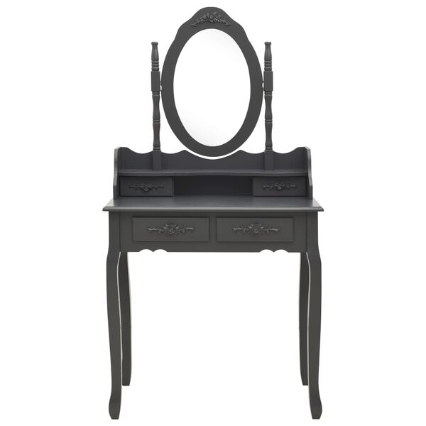 vidaXL Set masă de toaletă cu taburet gri 75x69x140cm lemn paulownia