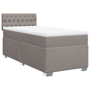 vidaXL Pat box spring cu saltea, gri taupe, 90x190 cm, textil