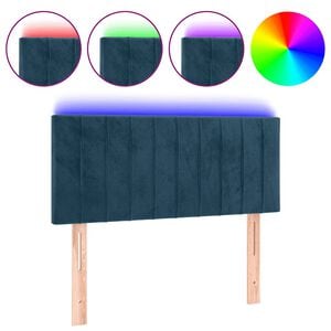 vidaXL Tăblie de pat cu LED, albastru &icirc;nchis, 80x5x78/88 cm, catifea
