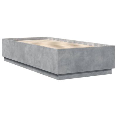 vidaXL Cadru de pat, gri beton, 100x200 cm, lemn prelucrat
