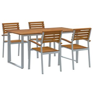 vidaXL Set de masă pentru grădină 5 pcs Gri Lemn Solid de Acacia