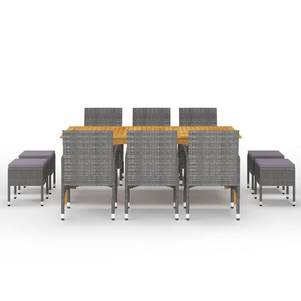 vidaXL Set mobilier de grădină, 11 piese, gri