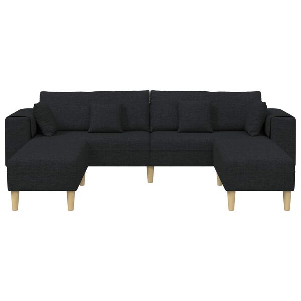 vidaXL Sofa din material textil cu pernă Negru 208 cm țesătură