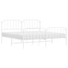 vidaXL Cadru pat metalic cu tăblie de cap/picioare , alb, 193x203 cm