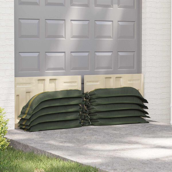 vidaXL Saci cu nisip 10 pcs Verde &icirc;nchis 100 x 25 cm HDPE