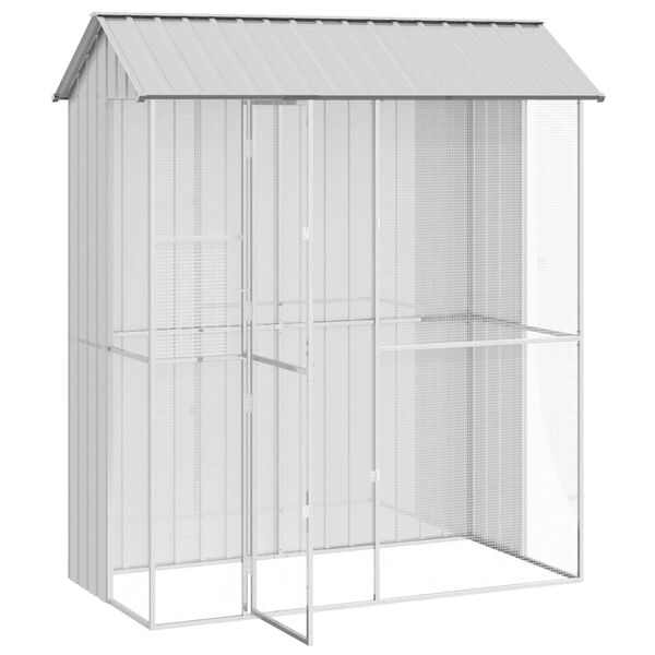 vidaXL Cușcă pentru păsări Gri 215 x 110 x 247 cm Oțel Galvanizat