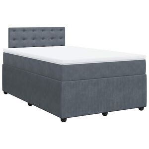 vidaXL Pat box spring cu saltea, gri &icirc;nchis, 120x190 cm, catifea