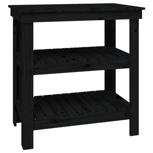 vidaXL Banc de lucru cu raft Negru 78,5 x 50 x 80 cm Lemn masiv de pin