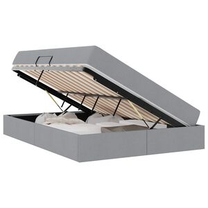 vidaXL Pat cu saltea și spațiu de depozitare Gri deschis 140 x 190 cm