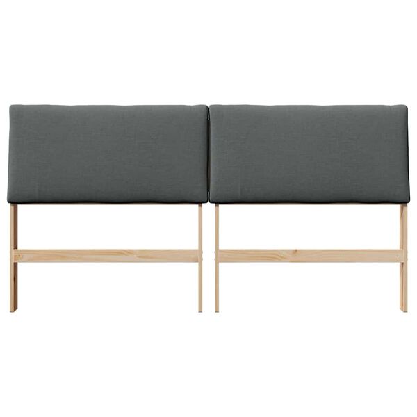 vidaXL Tăblie tapițată Gri &icirc;nchis 200 cm Lemn de pin masiv