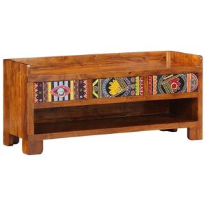 vidaXL Bancă pentru pantofi cu sertar Maro miere 100 x 35 x 45 cm