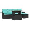 vidaXL Set de canapele pentru grădină cu pernă 6 pcs Negru poliratan
