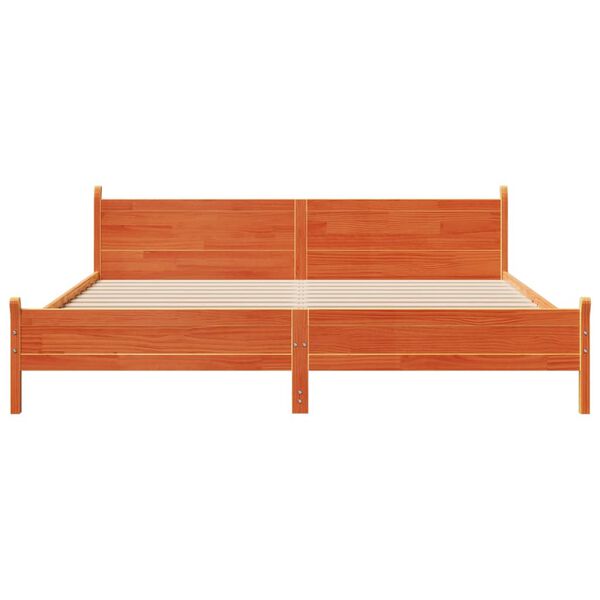 vidaXL Cadru de pat fără saltea, maro ceruit 180x200 cm lemn masiv pin