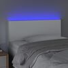 vidaXL Tăblie de pat cu LED, alb, 90x5x78/88 cm, piele ecologică