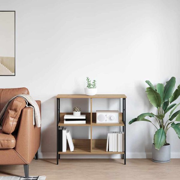 vidaXL Raft pentru cărți Stejar Artizanal 82 x 32 x 79 cm