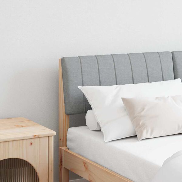 vidaXL Tăblie tapițată Gri deschis 135 cm Lemn de pin masiv