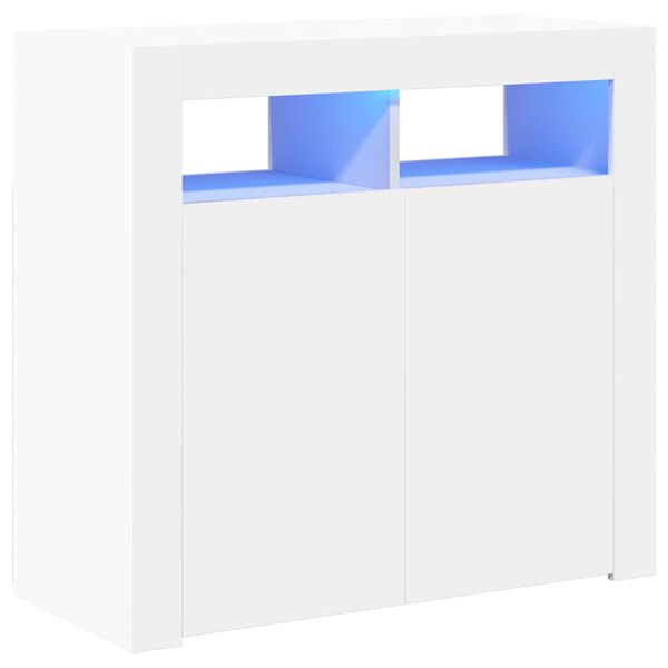 vidaXL Servantă cu lumini LED, alb, 80x35x75 cm