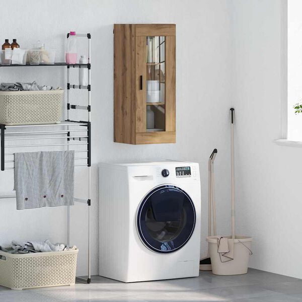 vidaXL Dulap montat pe perete Stejar Artizanal 34,5 x 34 x 90 cm