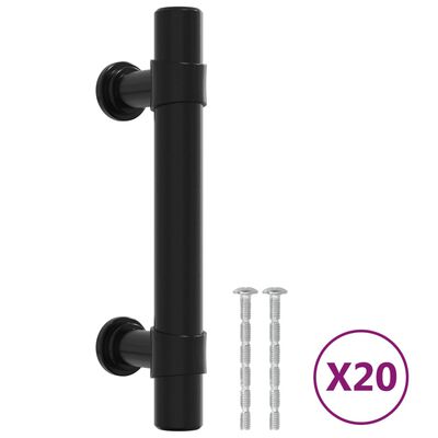 vidaXL Mânere de dulap, 20 buc., negru, 64 mm, oțel inoxidabil