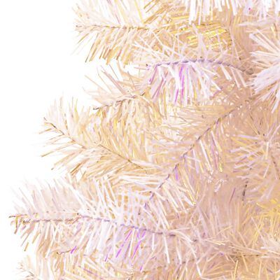 vidaXL Brad de Crăciun artificial cu vârfuri irizate, alb, 210 cm, PVC