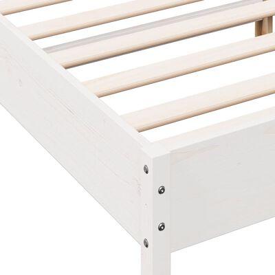 vidaXL Cadru de pat cu tăblie, alb, 150x200 cm lemn masiv pin