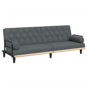vidaXL Canapea extensibilă cu cotiere, gri &icirc;nchis, textil