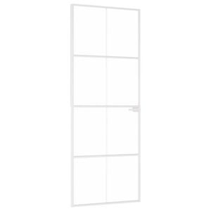 vidaXL Ușă de interior alb 76x201,5 cm sticlă securiz. / aluminiu slim