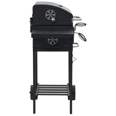 vidaXL Grătar barbecue cu cărbuni, raft inferior, negru