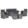 vidaXL Set mobilier de grădină cu perne, 6 piese, gri, poliratan