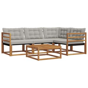 vidaXL Set de canapele de exterior 5 pcs Gri natural și deschis