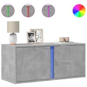 vidaXL Comodă TV de perete cu lumini LED, gri beton, 80x31x35 cm