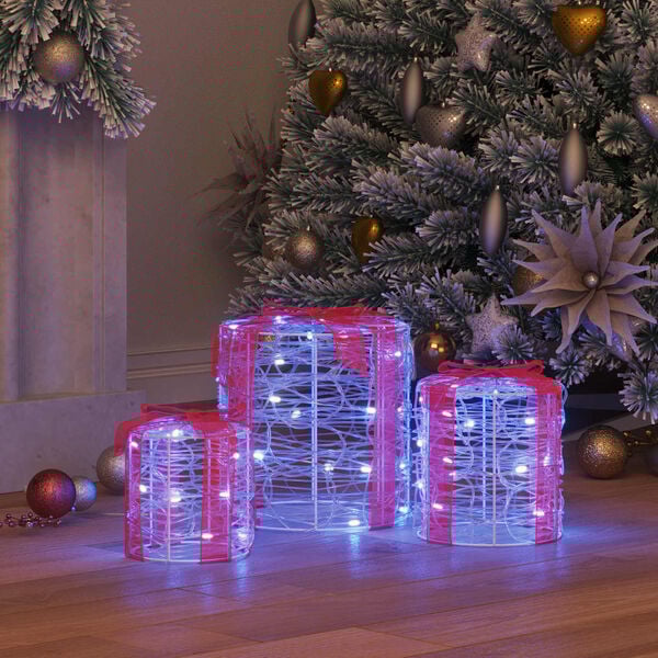 vidaXL Decorație cutie de cadou 3 pcs albastru 20 x 20 x 21 cm Acril