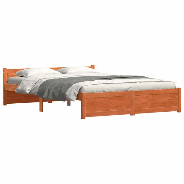 vidaXL Cadru de pat cu headboard Maroniu cerat 205.5 x 95.5 x 51 cm